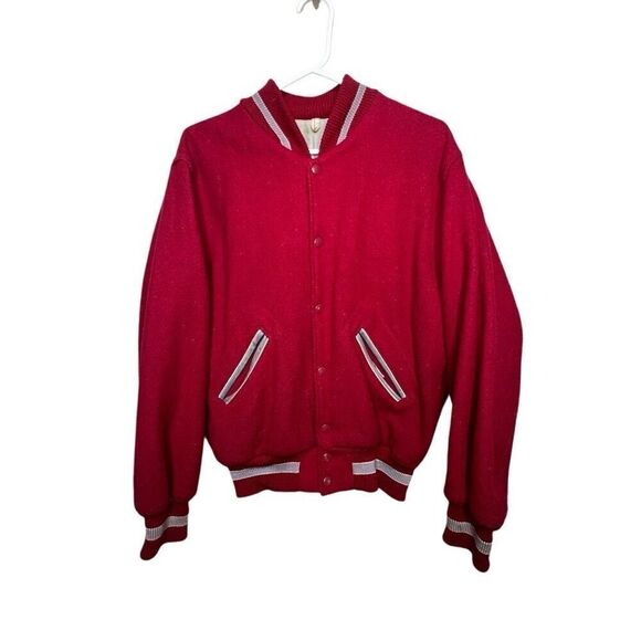American Vintage 50s 60s Lasley Knitting Letterman Jacket USA 40 - Picture 1 of 6